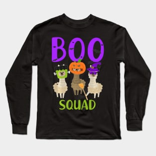 Boo Squad Halloween crew Funny llama scary Trick or treat Long Sleeve T-Shirt